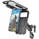 Anti-Theft Waterproof Motorcycle Phone Mount-iMESTOU Bike Mobile Holder Double Socket Arms Aluminium Base Fit to Handlebar/Rear-View Mirror Pole for 3.5"-6.1" Cellphones (S)