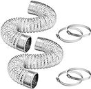 VIVOSUN 2-Pack 4 Inch 25 Feet Non-Insulated Flex Air Aluminum Ducting for HVAC Ventilation with Four 4 Inch Stainless Steel Clamps