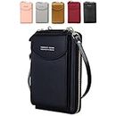 VDSOW Crossbody Phone Bag for Women, Leather Ladies Cross Body Handbags Waterproof Mobile Phone Pouch with Long Strap Zips Card Slots, Small Cellphone Shoulder Bags Coin Purse Wallet Gifts for Girls