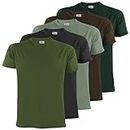 ALPIDEX Herren T-Shirts 5er Set Rundhals einfarbig S M L XL XXL 3XL 4XL 5XL, Größe:4XL, Farbe:Forest