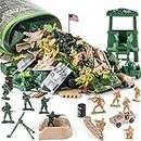 Divwa Army Men Toys for Boys 8-12, Military Soldier Army Base 160 Pcs Set Including WW2 Khaki Green Plastic and Accessories with Handbag for Kid