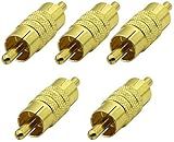 AAOTOKK RCA Coupler Connector Gold Plated RCA Male to Male RCA Adapter Extension AV/TV Audio Video Cable Metal Connector (5 Pack)