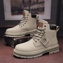 High Top Boots Men's Leather Shoes Fashion Motorcycle Ankle Military Boots