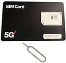 Detroit Packing Co. Verizon Wireless 5G LTE SIM Card with SIM Eject Tool Bundle - Triple Cut All 3 Sizes (3-in-1), Nano/Micro/Standard Sizes (4FF / 3FF / 2FF) (BULKSIM5G-SA-A)