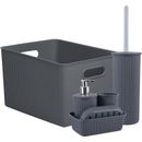 Superio Ribbed 6 Piece Bathroom Accessory Set Plastic in Gray | Wayfair 923-301-302