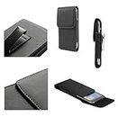 DFV mobile - Leather Flip Belt Clip Metal Case Holster Vertical for Nokia Lumia 1520 (Nokia Beastie) - Black