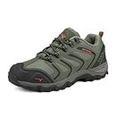 NORTIV 8 Men's Low Top Waterproof Hiking Shoes Outdoor Lightweight Backpacking Trekking Trails 160448-low Army Green Black Orange Size 10 M US