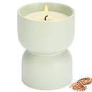 WHOLE HOUSEWARES Ceramic Scented Candle - 4x3x3-Inch Decorative Candles with Sandalwood Scent - Grey Ceramic Candle with Soothing and Relaxing Fragrance - Aromatherapy Candle Decor