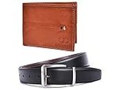 Amicraft Gift Set Wallet Belt Combo For Men Black Brown Reversible Belt