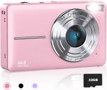Compact 44MP Digital Camera for Kids, 1080P FHD, 32GB, 16X Zoom, Vintage Style