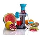 Nano Compact Small Space-Saving Masticating Slow Juicer, Cold Press Juice Extractor, Nutrient and Vitamin Dense, Easy to Clean, 16 oz Juice Cup, Blue/Green/Red