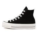 Women High Platform Sports Shoes White Black Canvas Heel Classic Trainers Shoes (Numeric_5)