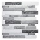 Art3d 10 fogli Backsplash autoadesivo 30 * 30 cm, pannelli di parete 3D Tile adesivo bagno cucina Deco Grey Marble