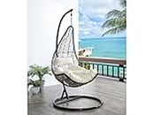 Universal Furniture Single Seater Egg Design Portable Indoor/Outdoor Rattan Patio Swing Chair With Stand, 80 centimeters, 96 Centimeters
