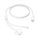 [Apple MFi Certified] USB C Watch Charger Magnetic Charging Cable 4.9 ft/1.5m, 2 in 1 iPhone Watch Charger for Apple Watch Series SE/9/8/7/6/5/4/3/2/1 iPhone 14/13/12/11 Pro/Pro Max/XS Max/XS/XR