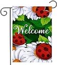 Louise Maelys Welcome Summer Garden Flag 12x18 Double Sided Burlap Vertical Spring Yard Flags The Beatles Floral Banner for Seasonal Outdoor Farmhouse Decoration(ONLY FLAG)