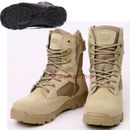 Men Leather Army Military Tactical Ankle Boots Combat Shoes SWAT Duty Work Black