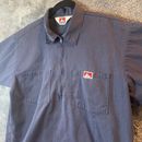 Vintage Ben Davis Shirt Mens Large Dark Blue 1/4 Zip Work Made in USA Mechanic