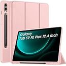 Robustrion Cover for Samsung Tab S9 FE Plus 12.4" Cover Case Flip Stand Back Case Cover [S Pen Holder] for Samsung Galaxy Tab S9 Plus/Tab S9+ Cover Tablet Cover with [Auto Sleep/Wake] - Pink