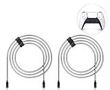 Lioncast pour PS5 4m 2x câbles de charge rapide pour Sony PlayStation 5 | Câble de la manette Ps5 pour manette Dualsense | Câble de chargeur type c PS 5 avec gaine en nylon (protection anti-torsion)