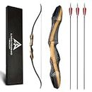 Lightning Archery Recurve Bow and Arrow Set 62" Archery Hunting Bow Wooden Takedown Recurve Bow for Adults Beginners to Advanced Outdoor Practice & Hunting(25lb, Right Hand)