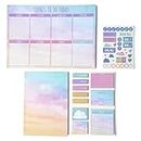 abeec Pastel Daily Planner Set – Stationery Supplies Including: 56 Sheet Weekly Planner, A5 Notebook, 10 x Assorted Sticky Notes Set and Planner Stickers