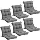 Marsui Outdoor Indoor High Back Chair Cushions Patio Furniture Tufted Pillow with Ties All Weather Replacement Cushions Outdoor Rocking Chair Cushions, 42 x 21 Inches(Dark Gray, 6 Pcs)