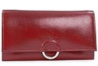 Catwalk Collection Handbags - Damen Leder Geldbörse - Geldbeutel/Portmonee Groß - 8 Kartenfächer und Münzfach - RFID Schutz - Odette - Rot