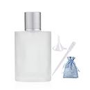 JJKMALL 100ml 3.4 oz Refillable Spray Perfume Bottles large cosmetic Fine Mist Atomizer Empty Portabe Frosted Clear Glass Essential Oil Container for Travel Makeup Party free Refill tool