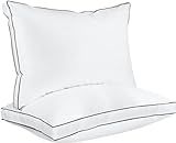 Utopia Bedding Bed Pillows for Sleeping Queen Size 2 Pack (Grey Hem), Hotel Quality Cooling Gusseted Pillow for Side, Back and Stomach Sleepers