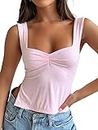 Trendy Queen Womens Crop Tank Tops Cute Backless Tops Going Out Outfits Y2k Pink Shirts Summer Clothes for Teen Girls