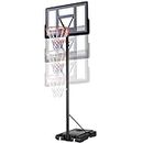 Clevich 4.4-10ft Adjustable Height Basketball Hoop Outdoor, Portable Basketball Goal, 44in Shatterproof Backboard, Fillable Base, 2 Portable Wheels for Swimming Pool/Indoor, for Kid/Youth/Adult