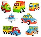 PLUSPOINT Baby Toy Cars For 1 Year Old Pull Back Vehicles Set Cars Toy For Toddlers Toys And Birthday Gift For 1 2 3 Years Old Boys Girls (7Pc),Multicolor