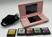 Nintendo DS lite rosa USG-001 console con caricatore con 5 giochi usato Bambine