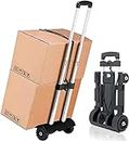 MAXBROTHERS Folding Hand Truck, 100lb/45kg Heavy Duty Luggage Cart with 4 Wheels, Compact Trolley Portable Luggage Cart for Home Office Shopping Travel Use, Light Weight and Easy to Carry