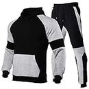 HHGKED Men's Track Suits 2 Piece Set Active Jogging Suits Long Sleeve Sweatsuits Casual Outfits, Black&light Gray, Small