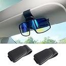 Car Sunglasses Holder, 2 Pack Glasses Hanger Clip for Car Sun Visor with Magnetic Leather Adsorption, Ticket Card Clip Eyeglass Mount, Auto Travel Organizer Essentials Accessories