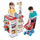 PELEDIANSTAR Kids 48pcs Home Supermarket Set Pretend Play Home Supermarket Kitchen Set Toy for Girls Boys (Multi)