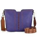 Montana West Crossbody-Tasche für Damen, Umhängetasche, kleine Schulterhandtaschen mit breitem Gitarrengurt, True Purple