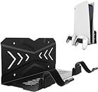 New World For PS5 Wall Mount Stand ,Wall hang stand For PS5 Digital/Disc Edition Console Floating Shelf Behind TV, with 2 Detachable Controllers Holder Rack Solid Metal Stand Kit,