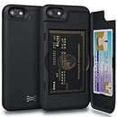 TORU CX PRO Case for iPhone SE 2022 / SE 2020/8 / 7, with Card Holder | Slim Protective Shockproof Heavy Duty Cover with Hidden Card Wallet Flip Slot Compartment Kickstand | Include Mirror - Black