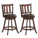 Set of 2 25" Swivel Bar Stools Leather Padded Solid Counter Height Pub Chairs
