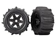 TRAXXAS Tires & wheels, assembled (black 3.8' wheels, paddle tires, (TRX8674)