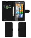 ACM Leather Window Flip Wallet Front & Back Case Compatible with Nokia Lumia 630 Mobile Cover Black