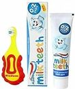 Wisdom Step-by-Step Baby Toothbrush 0-2 Years and Aquafresh Milk Teeth Babies Toothpaste 50ml Set, Supersoft Brush Extra Small Head, Gentle Brushing & Cleaning