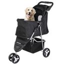 3-Wheel Pet Stroller Foldable Dog Stroller Cart Jogging Stroller w/Cup Holder 