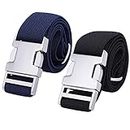 Boys Adjustable Stretch Belt for Kids - 2PCS Zinc Alloy Childrens with Easy Clasp Belt for Toddlers Boys Girls(Navy Blue/Black)
