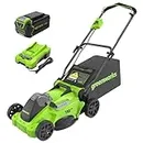 Greenworks 40V 16" Brushless Cordless (Push) Lawn Mower (75+ Compatible Tools), 4.0Ah Battery and Charger Included