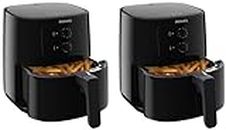 PHILIPS Air Fryer HD9200/90, uses up to 90% less fat, 1400W, 4.1 Liter, with Rapid Air Technology (Black), Large (Pack of 2)
