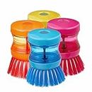 Dish Brush Soap Dispensing Washing Up Scrubber Heavy Duty Scrubbing Brushes Utensils Tool For Plates Pot Pan Sink Cleaning Gadget Home Kitchen Accessories Assorted Color 9cm X 8cm X 8cm (Pack Of 1)